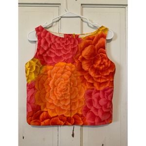 Vintage Norma Maier's by Tori Richard Honolulu top. Red, Orange, Pink.